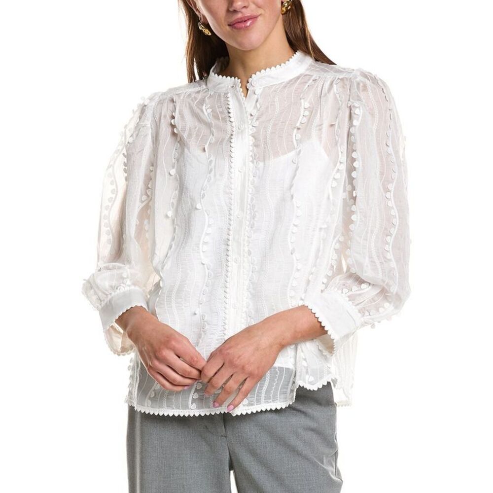 English Factory Womens Heart Trim Blouse, White